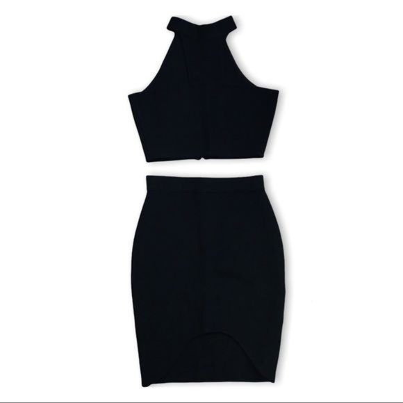Bandage Halter Neck Top and Skirt Set Coordinate In Black NWOT - Picture 1 of 7